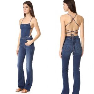 RARE Mother The Tie Back Hustler Ankle Fray Jumpsuit Pardon My French Size 26